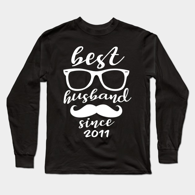 'Best Husband Since 2011' Sweet Wedding Anniversary Gift Long Sleeve T-Shirt by ourwackyhome